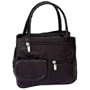 black genuine leather purse with cow grain embossing