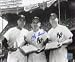 Yogi Berra Signed 8X10 Photo - Yogi With Mantle & Dimaggio