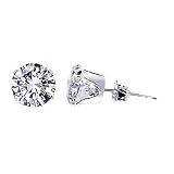 TDEZ2040-C Nickel Free Sterling Silver 5mm Round Cubic Zirconia Post Friction Back Stud Earrings ~ Gem Avenue