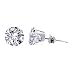 Sterling Silver 5 MM Round Cubic Zirconia Stud Post Friction Back Earrings