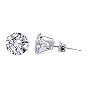 Sterling Silver 5 MM Round Cubic Zirconia Stud Post Friction Back Earrings