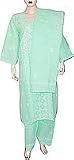 Cotton Salwar Kameez Chikan Embroidery Long Sleeve Womens Dress Green Size 2X (slk307)