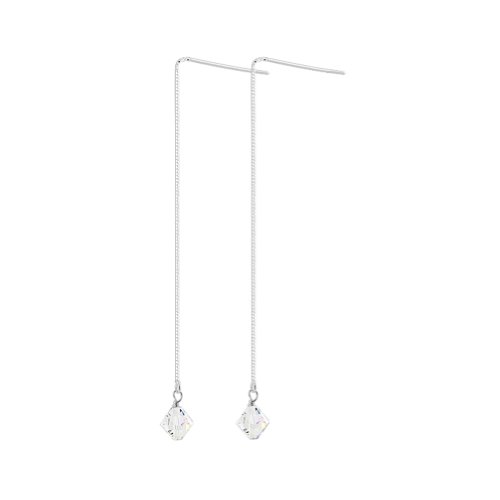 SCER024 Sterling Silver Clear Crystal Threader Earrings Made with Swarovski Elements