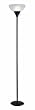 Normande Lighting 150W Incandescent Torchiere Floor Lamp. 70 High with a Black Painted Finish and White Frosted Plastic Shade.