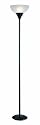Normande Lighting 150W Incandescent Torchiere Floor Lamp. 70" High with a Black Painted Finish and White Frosted Plastic Shade. (Not CA Compliant)