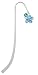 Pearl Blue Plumeria Flower Silver Plated Charm Bookmark with Blue Zircon Swarovski Drop