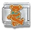 Clearly Charming Orange Dancing Bear Grateful Dead Italian Charm Bracelet Link