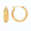 14k Gold Diamond-Cut Woven Hoop Earrings