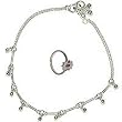 Jewelry Set Pair of Silver Anklet and Toe Ring Indian Foot Jewelry 22 gms.10 inches (sanklt026)