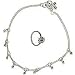 Jewelry Set Pair of Silver Anklet and Toe Ring Indian Foot Jewelry 22 gms.10 inches (sanklt026)
