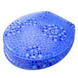 Mosaic Blues Novelty Toilet Seat with Metal Round Hinges