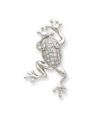 Genuine .925 Sterling Silver CZ Frog Pin. 100% Satisfaction Guaranteed.