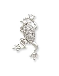 Sterling Silver CZ Frog Pin