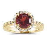 0.26 Cts Diamond and 4.42 Cts Garnet Ring in 14K Yellow Gold