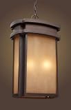 1 LIGHT PENDANT IN ANTIQUE BRASS AND VEINED STONE