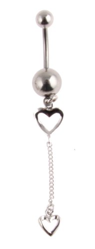 Dangling Belly Ring with Hearts