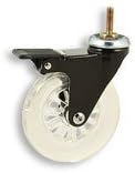 Cool Casters - Translucent Wheel Caster, Clear Wheel, Black Yoke, Threaded Stem, With Brake - Item #50-100-CL-BL-TS-WB