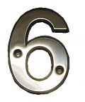 from Master Plastics 63mm High Stainless Steel Door Number 6 For House or Hotel Room Numbers Model RELTR06