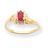 14k .01ct Diamond and Ruby Birthstone Ring - JewelryWeb