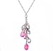 Pink Briolette Cluster Cascade Silver Necklace Image