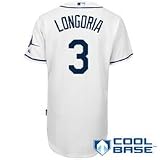 MLB Men's Tampa Bay Rays Evan Longoria Six Button Cool Base Authentic Home Jersey (White, 44/Large)