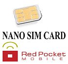 Red Pocket Mobile PREPAID NANO SIM Card GSM Prepaid for iPhone5. 4G NETWORK