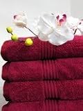 ITALIAN 100% Egyptian Cotton 4 PC Hand Towel Set, BURGUNDY