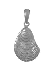 925 Solid Sterling Silver Nautical Necklace Charm Pendant, Oyster Shell Textured