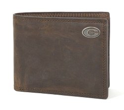 Georgia Bulldogs Brown Crazy Horse Passcase Wallet
