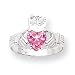14k White Gold October Birthstone Claddaugh Ring - JewelryWeb