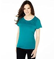 Linen Blend Floral Lace T-Shirt