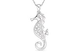 1/10 Carat Diamond 14K White Gold Seahorse Pendant w/Chain