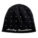 Harley-Davidson&reg; Women's Bling Knit Cap / Hat. 100% acrylic. Crystal embellishment covers hat. Embroidered Harley-Davidson&reg; graphics on front. 99585-08VW