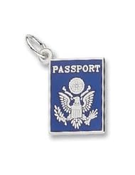 Rembrandt Charms, Blue Passport Charm in Solid Sterling Silver or Gold, Engravable
