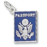 Rembrandt Charms, Blue Passport Charm, .925 Sterling Silver, Engravable