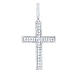 3 1/2 Carat Diamond 14K White Gold Large Micropave Men's Cross Pendant