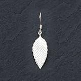 Sterling Silver Diamond Cut Leaf Wire Earrings - Pair