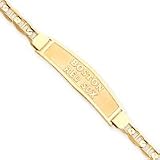 14K Boston Red Sox Lg Sanded Id Bracelet W/Anchor Link