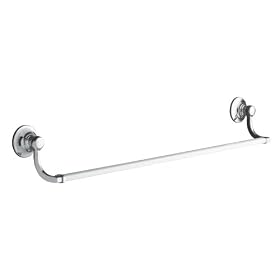 KOHLER K-11411-P-CP Bancroft 24-Inch Towel Bar in Polished Chrome with White Bar, Polished Chrome