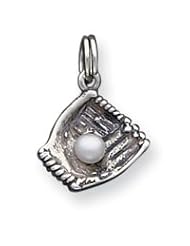 Sterling Silver Baseball Glove with Syn. Pearl Charm