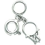 14K White Gold Wedding Rings w CZ Charm