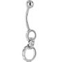 Solid 14kt White Gold Circular Cubic Zirconia Hoop Dangle Belly Ring
