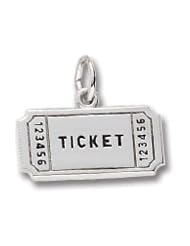 Rembrandt Charms, Movie Ticket Charm in Solid Sterling Silver or Gold, Engravable