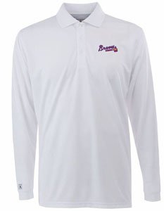 Atlanta Braves Long Sleeve Polo Shirt (White) - XX-Large