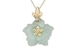 21 Carat Jade and Diamond 14K Yellow Gold Pendant w/Chain