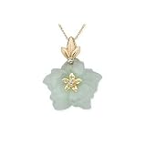 21 Carat Jade and Diamond 14K Yellow Gold Pendant w/Chain