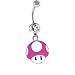 PINK Mushroom Super Mario Brothers Crystal Metal Enamel Cute Sexy Belly Navel Ring PINK Mushroom Super Mario Brothers Crystal Metal Enamel Cute Sexy Belly Navel Ring
