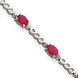 14k White Gold Ruby and Diamond Bracelet - 7 Inch - 6mm - Lobster Claw