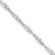14k White Gold 1.4mm Solid Singapore Chain Anklet - 10 Inch - Spring Ring - JewelryWeb