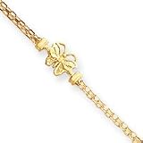 14k Fancy Link with Diamond-Cut Butterfly Bracelet - 7 Inch
